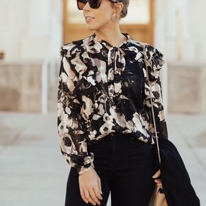 Black & White Floral Blouse